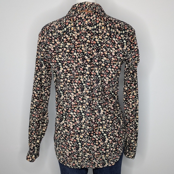 Trovata Birds Of Paradise Black Peach Floral Corduroy Long Sleeve Button Up S - Picture 6 of 10
